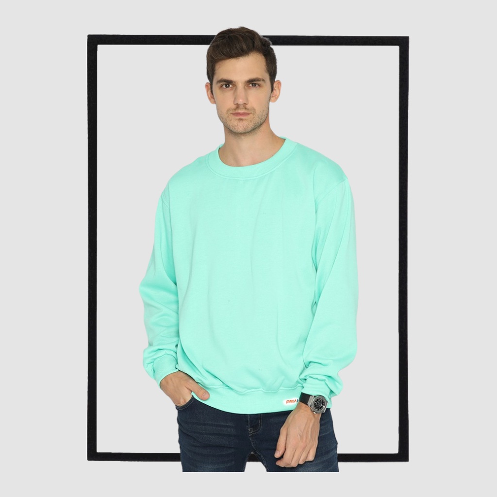 SWEATER_ID Basic Sweater Crewneck Hijau Tosca Polos Unisex