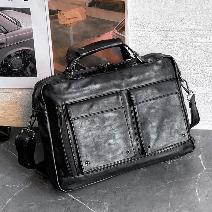 Prefix2 Tas Selempang Pria Kulit Tas Kerja Pria Kulit Tas Pria BOSSMAN HITAM