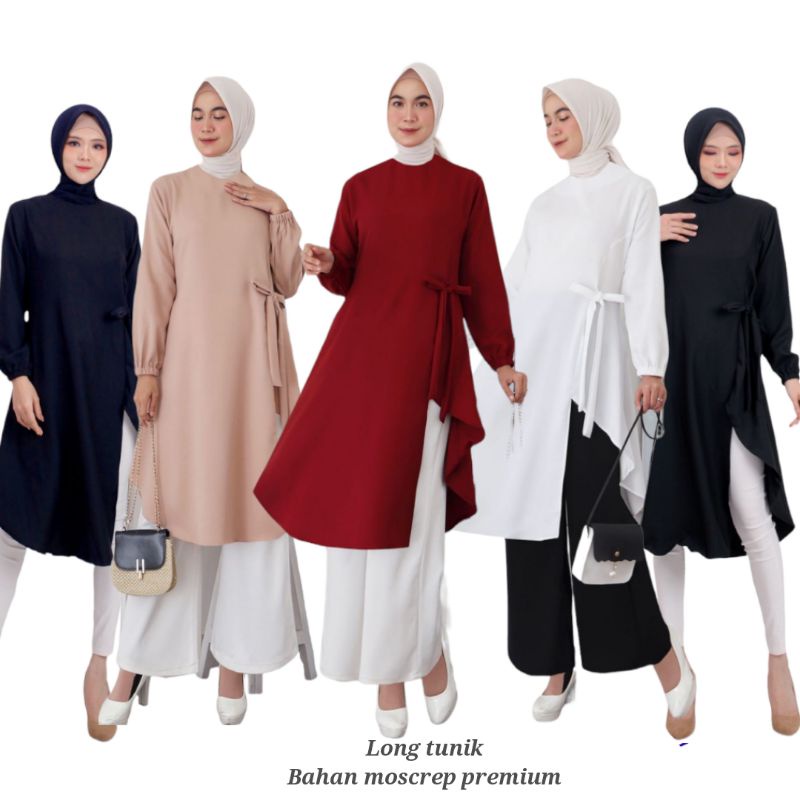 LONG TUNIK WANITA HIJAB/TUNIK MUSLIM MS078/807 SIZE M - L - XL