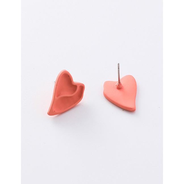 LRC Anting Tusuk Fashion Scrub Stereo Heart Stud Earrings F5485X