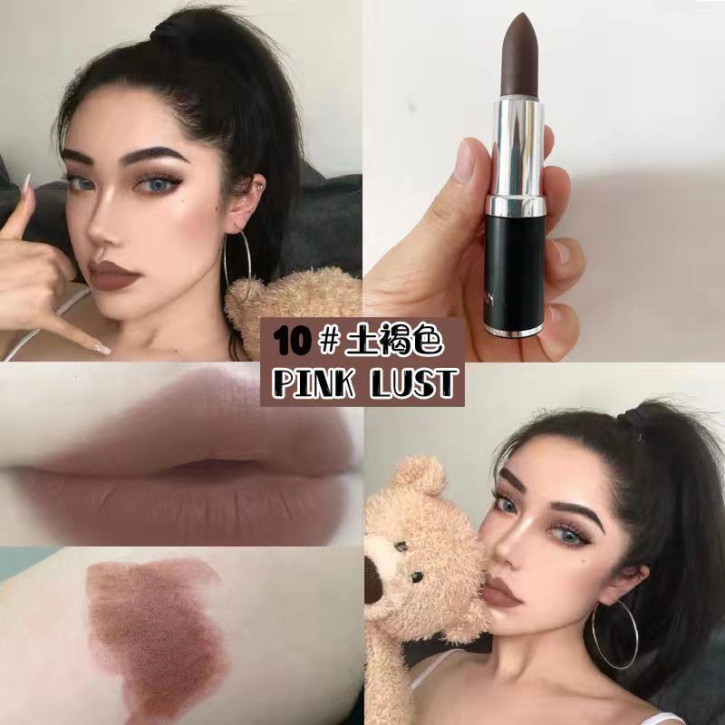 Warna Coklat Eropa dan Amerika Makan Tanah Warna Nude Warna Tidak Ada Noda Di Piala Lipstik Matte Ta