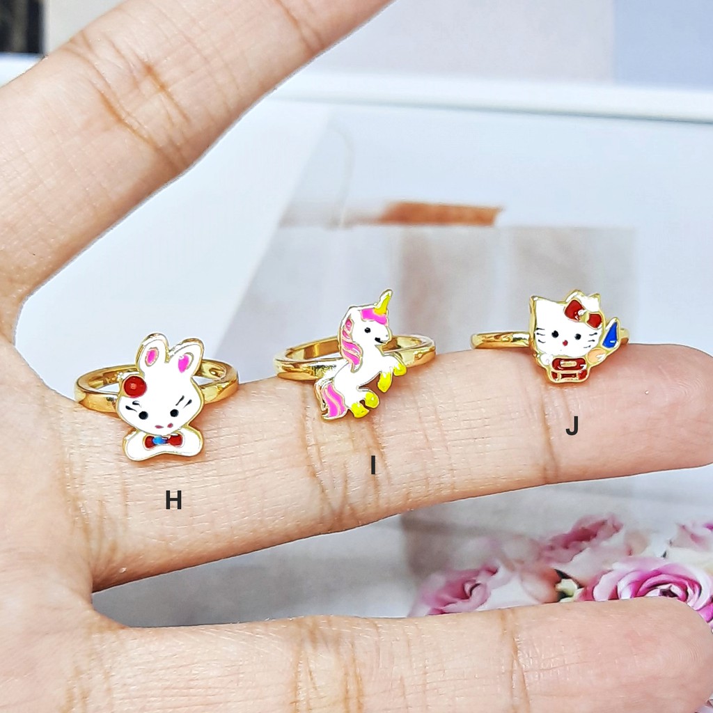 Cincin Anak Xuping Premium Kuda Poni Strawberry CupCake Kitty Lucu Lapis Emas - BR573