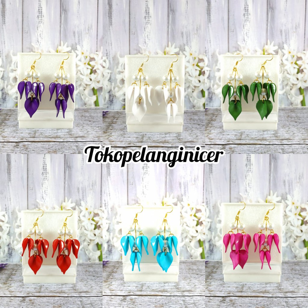 giwang murah anting korea Anting Kekinian Handmade daun Akrilik Murah By Tokopelanginicer