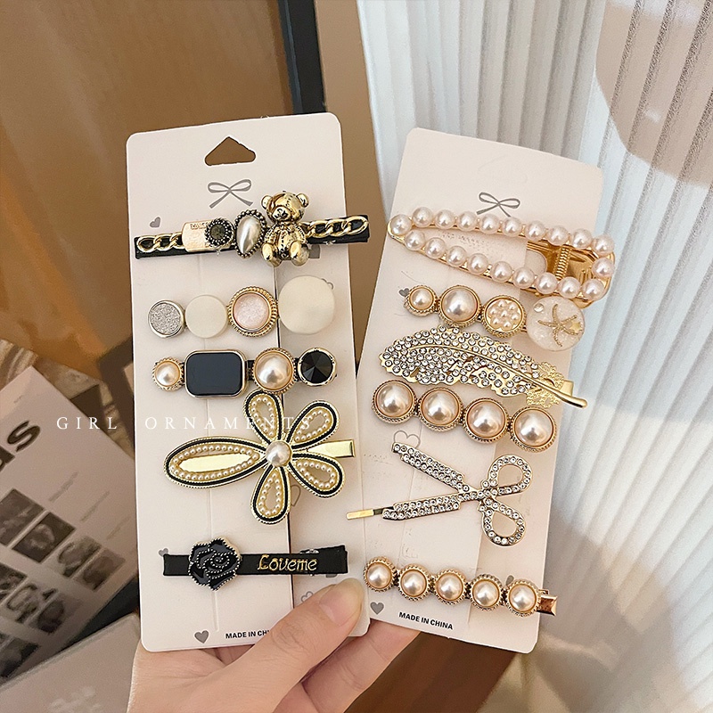 6pcs / set Jepit Rambut Mutiara Gaya Korea Retro Untuk Wanita