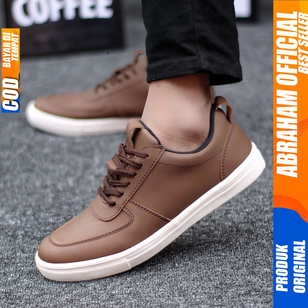 Abraham Regan - Sepatu Formal Casual Pria Tali Kulit Pu Kerja Hitam