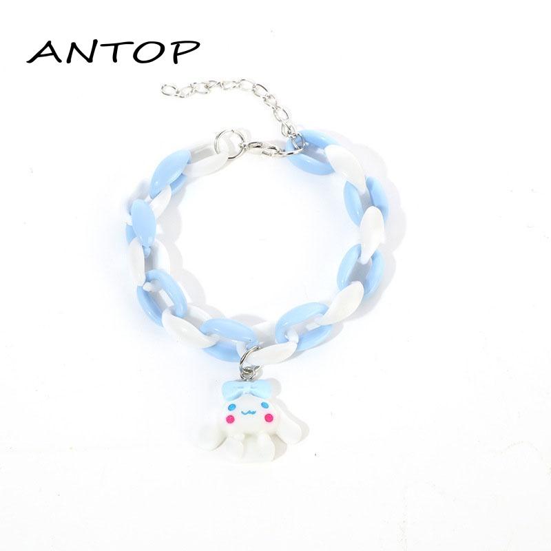 Gelang Desain Kartun Anjing Telinga Besar Warna Pink Biru Untuk Pasangan