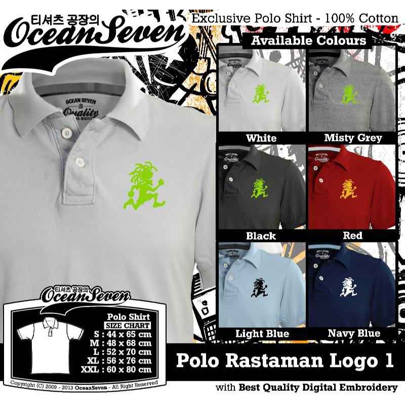  Polo  Shirt Rastaman Logo  1 Baju Kaos  Kerah OceanSeven 
