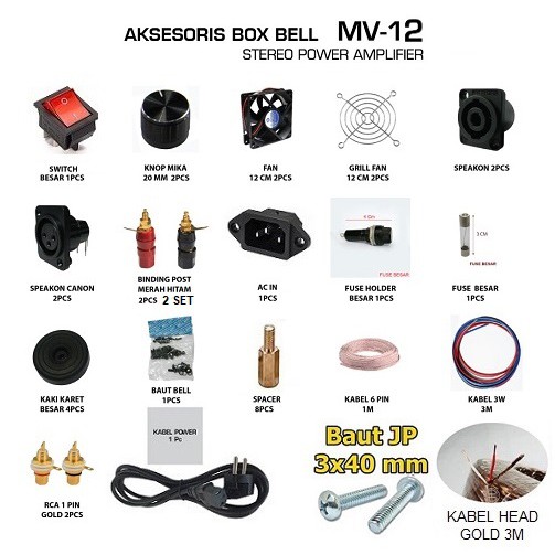 Aksesoris Box BELL MV-12 Perlengkapan Box BELL MV-12 Acsesoris Box Power Amplifier MV12