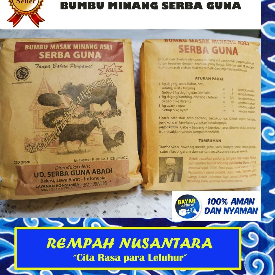 

[98] REMPAH NUSANTARA - BUMBU MASAK MINANG ASLI SERBA GUNA 250 gr / Masak Opor Sate soto Padang kambing [xe -469]