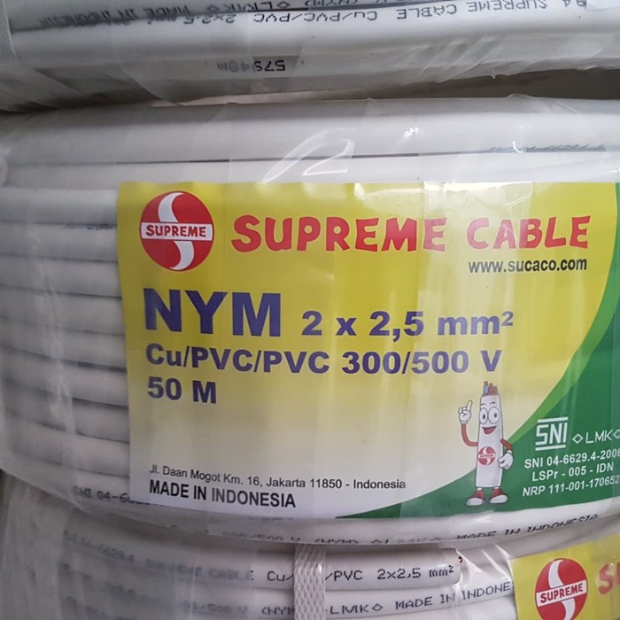 Kabel Listrik NYM 2x2.5 2x2,5 mm 50M SUPREME | SUPREME Kabel NYM | SNI