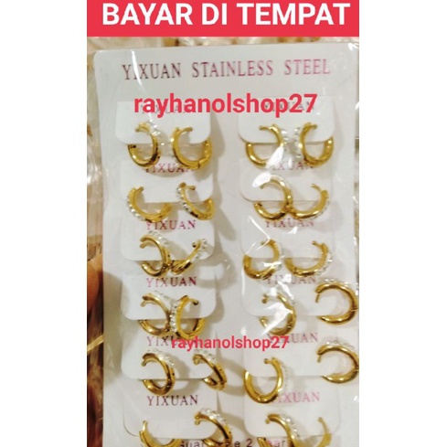 Harga grosir anting Titanium termurah 12pcs/ satu lusin nya motif pilihan model dan warna nya