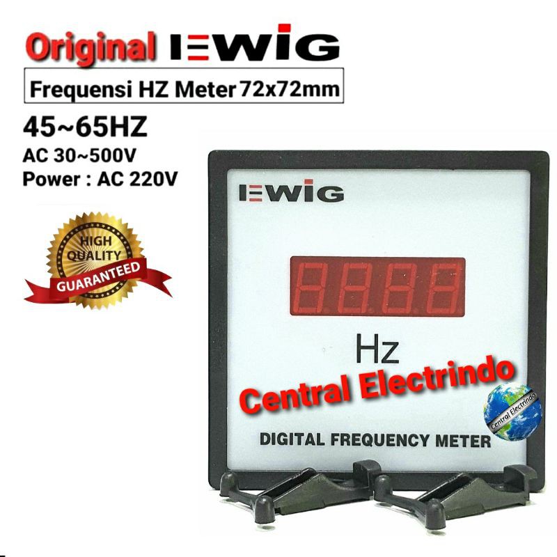 Frekuensi/Frequency HZ Meter Digital 72X72mm 45~65HZ AC220V EWIG.