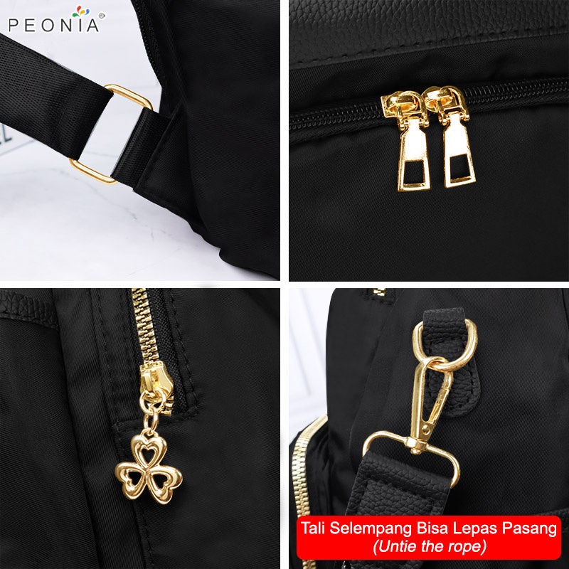 Peonia PNA YOOMI Water Resistant Ransel Korea Tas Wanita Punggung Design Anti Maling Import Kantor Kerja Sekolah Kuliah Outdoor Trendy Fashion Style Travel Casual Backpack Anak Remaja Perempuan Selempang Cewek Bag-6