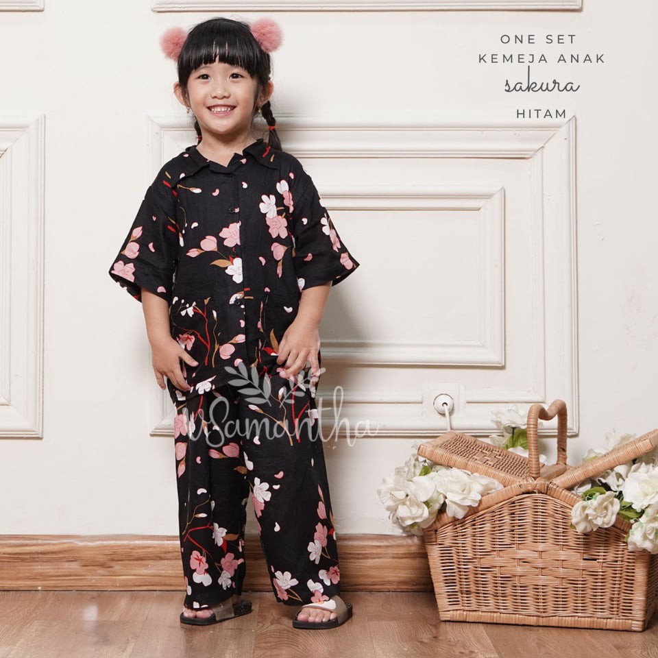 One Set Kemeja Anak Rayon Motif