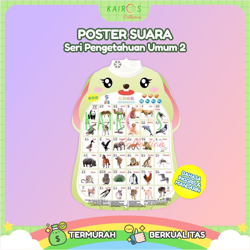 Poster suara anak edukasi (belajar Mandarin &amp; Inggris) 2