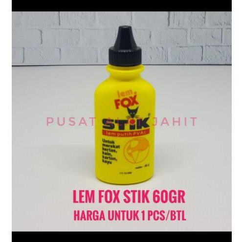 

LEM FOX STIK 60 GRAM PVAC FOX GLUE BOTOL KUNING LEM KERTAS KAYU KARTON