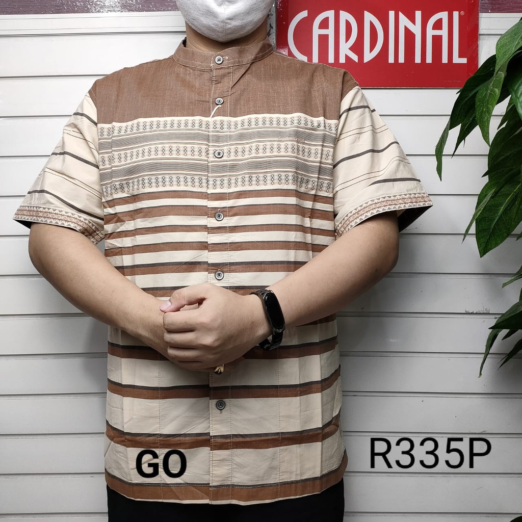 gof XL BIG SIZE CARDINAL KEMEJA KOKO Taqwa Pakaian Pria Original Baju Muslim Salur Lengan Pendek TBQ