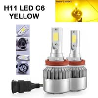 Lampu LED H11 LED C6 COB Kuning 3000 Kelvin