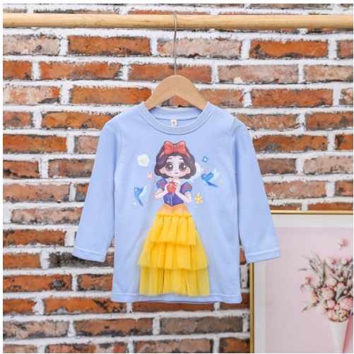 BAJU princess gaun 3D anak, Baju frozen snowwhite mermaid lucu anak LENGAN PANJANG