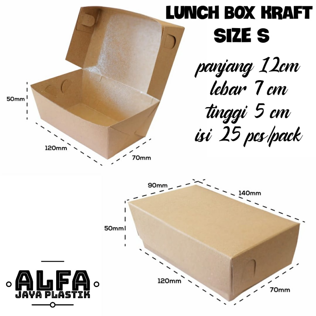 Jual Lunch Box Kraft Laminasi Size S Tempat Makan Kertas Isi 25