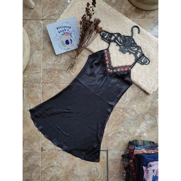 preloved baju tidur lingerie satin black wanita