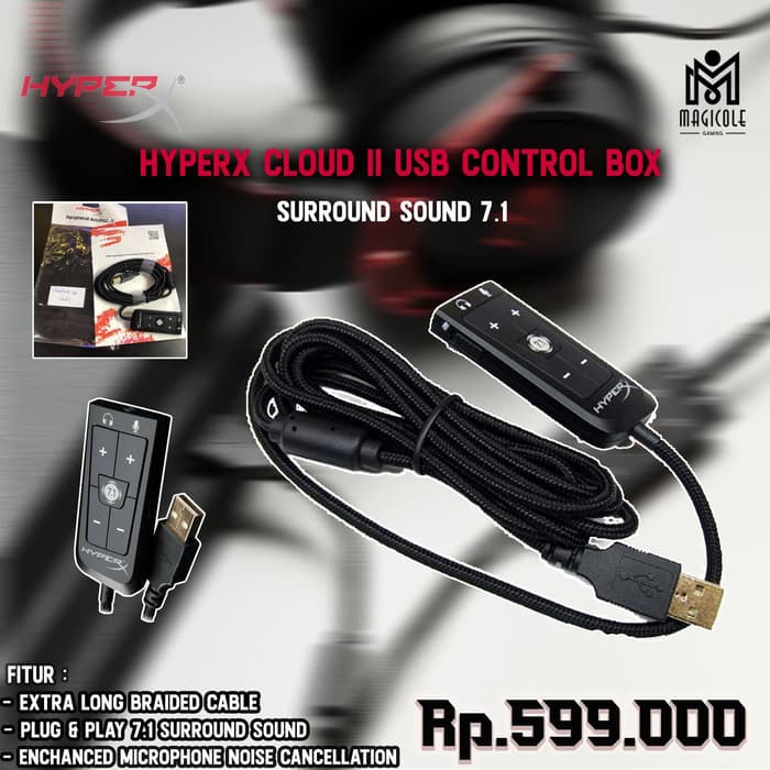 Jual HyperX Cloud II USB Sound card / Soundcard 7.1 Virtual Suround Sound Indonesia