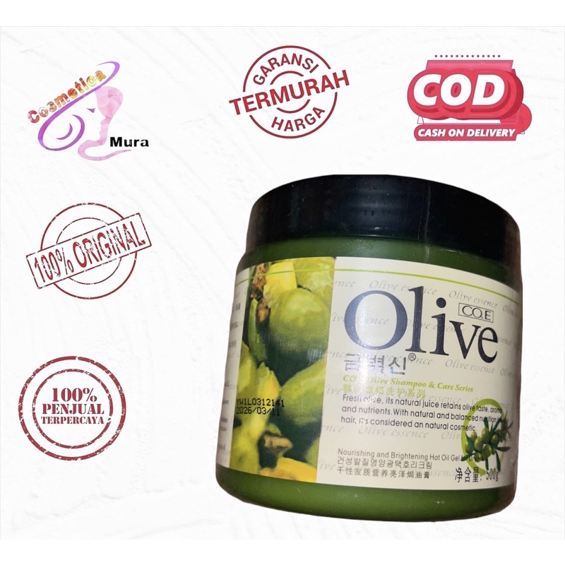 [import] hasil lebih nyata ! coe olive hair mask shampoo hair care series 500 gr - masker rambut shampoo olive Coe 500gr