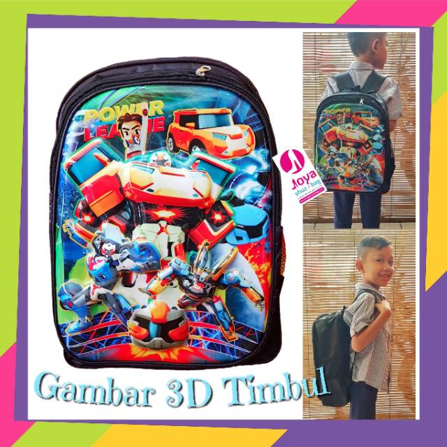 Tas Anak Karakter Timbul - Tas Sekolah Anak Laki Tobot 3 Dimensi / Tas Ransel Anak SD TK