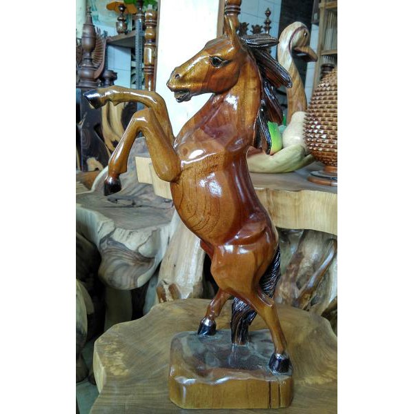 NGM - Patung Kuda Kayu Jati Mustang