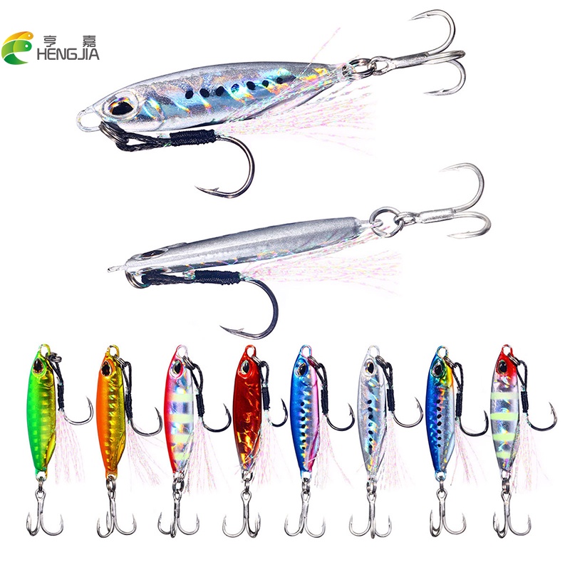 Hengjia 1 Pc Metal Lead Jig Umpan Pancing Slow Sinking Bait16g/32g Bahan Logam Dengan Kail Treble/Assist Hook Trolling Lure