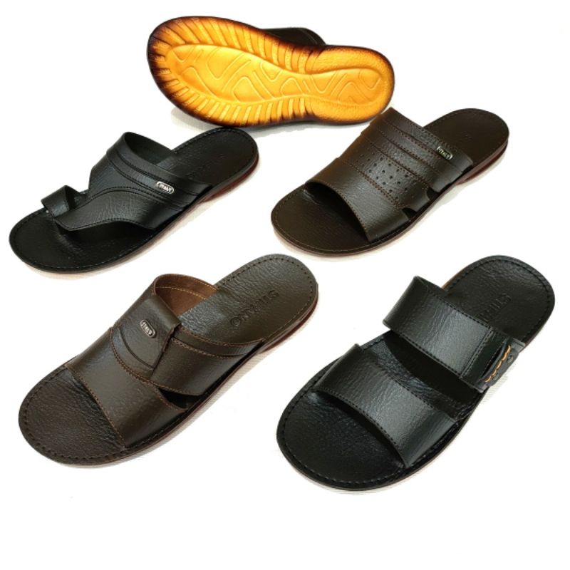 Sandal pria kulit STIFANO A1, A2, A3, A5 casual kekinian karet terbaru import murah