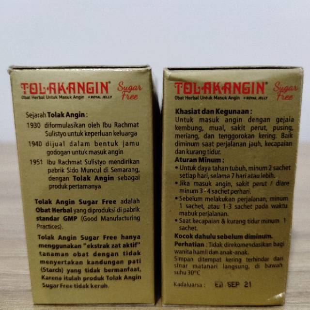 Tolak angin sugar free per boks isi 5 pcs