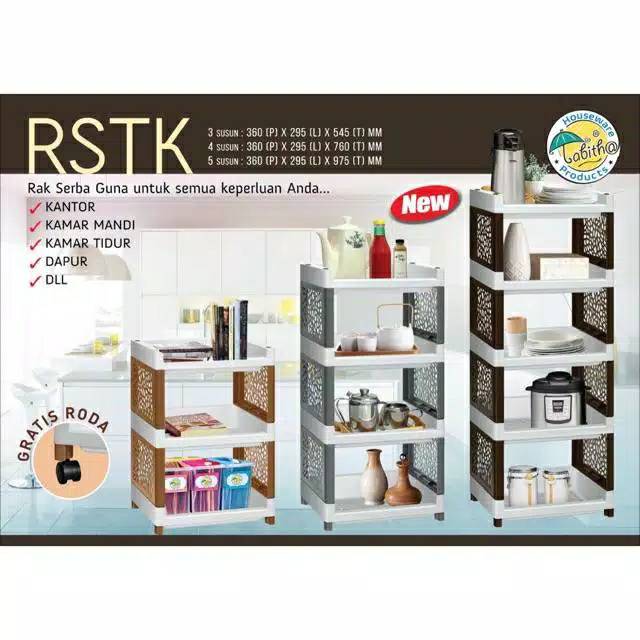 Rak Plastik Serbaguna / Rak Salon / Rak Roda Susun 4 & 5 Free Roda