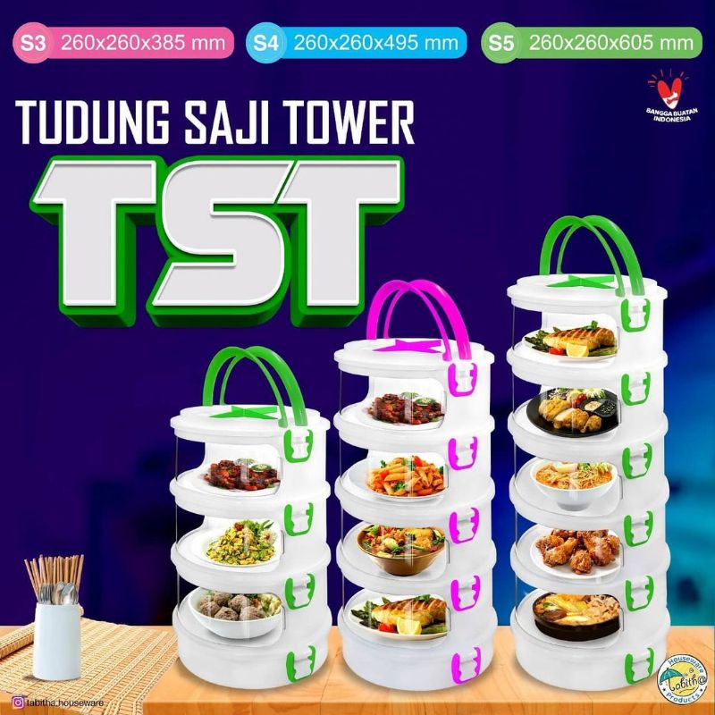 Tudung Saji Tower/Rak Penyimpanan Makanan/Tudung saji tingkat plastik/foodcover