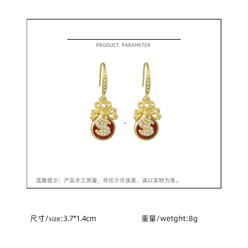 Korea fashion Opal SHANZUAN dompet Bersih red elegance retro court anting-anting Korea gaya chic dan