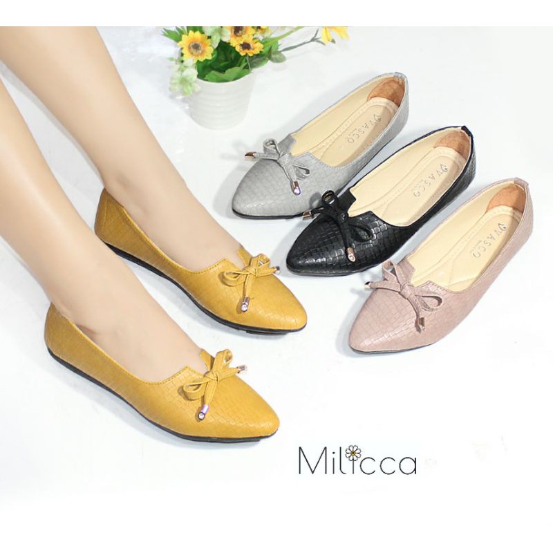 Milicca Clorita Sepatu Flat wanita Flat Shoes Sol Karet