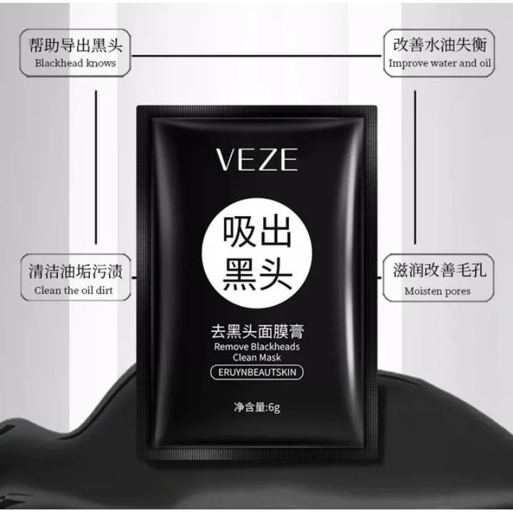 Veze Blackhead Removal Clean Activated Charcoal Mask Masker Hitam Komedo