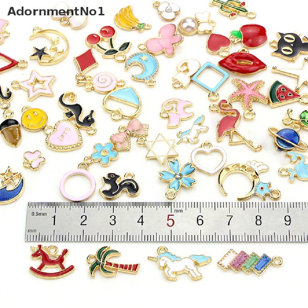 (AdornmentNo1) 60pcs / Set Liontin Enamel Bentuk Buah / Hewan Campur Untuk Membuat Perhiasan Kalung DIY