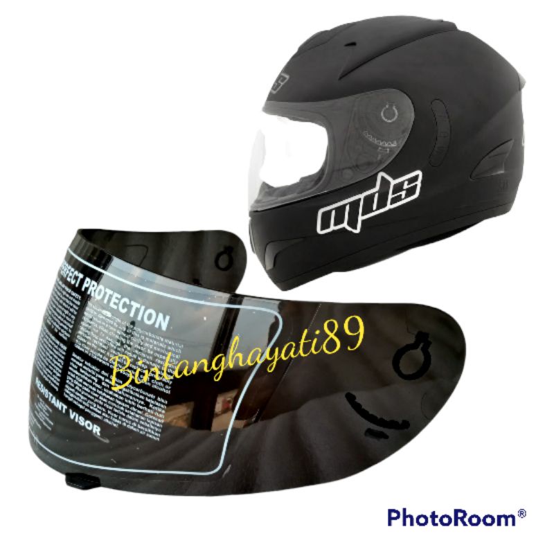 kaca visor helm MDS full face seri MDS victory kaca visor warna hitam/black smoke
