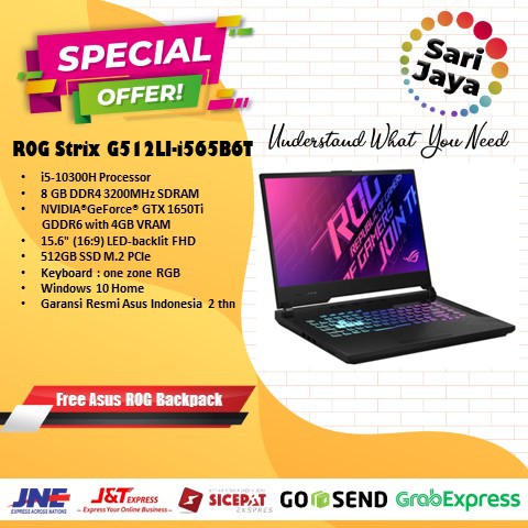 ASUS ROG STRIX-G G512LI-I565B6T Intel i5-10300H 8GB 512GB GTX1650Ti