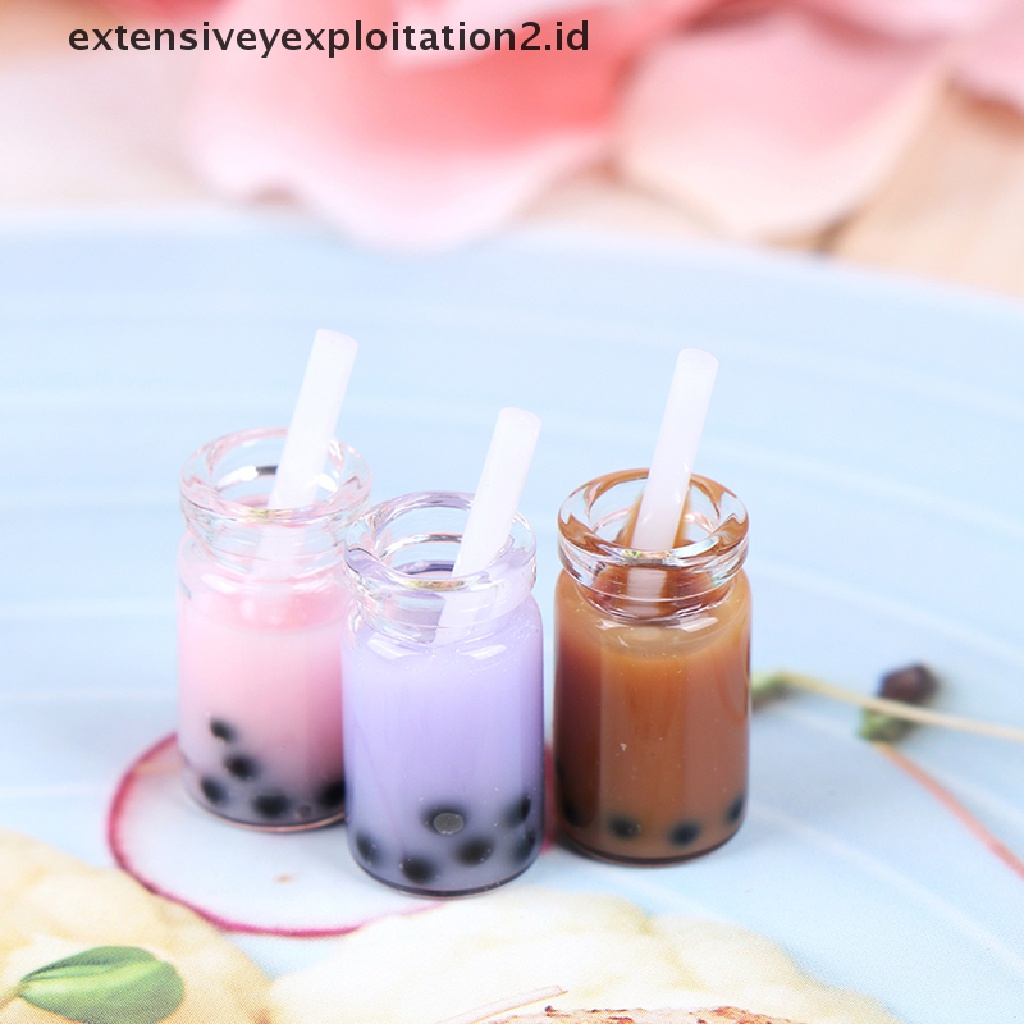 Hotter model 1: 12 3Pcs Miniatur Gelas milk tea mini Dekorasi Rumah Boneka 1: 12