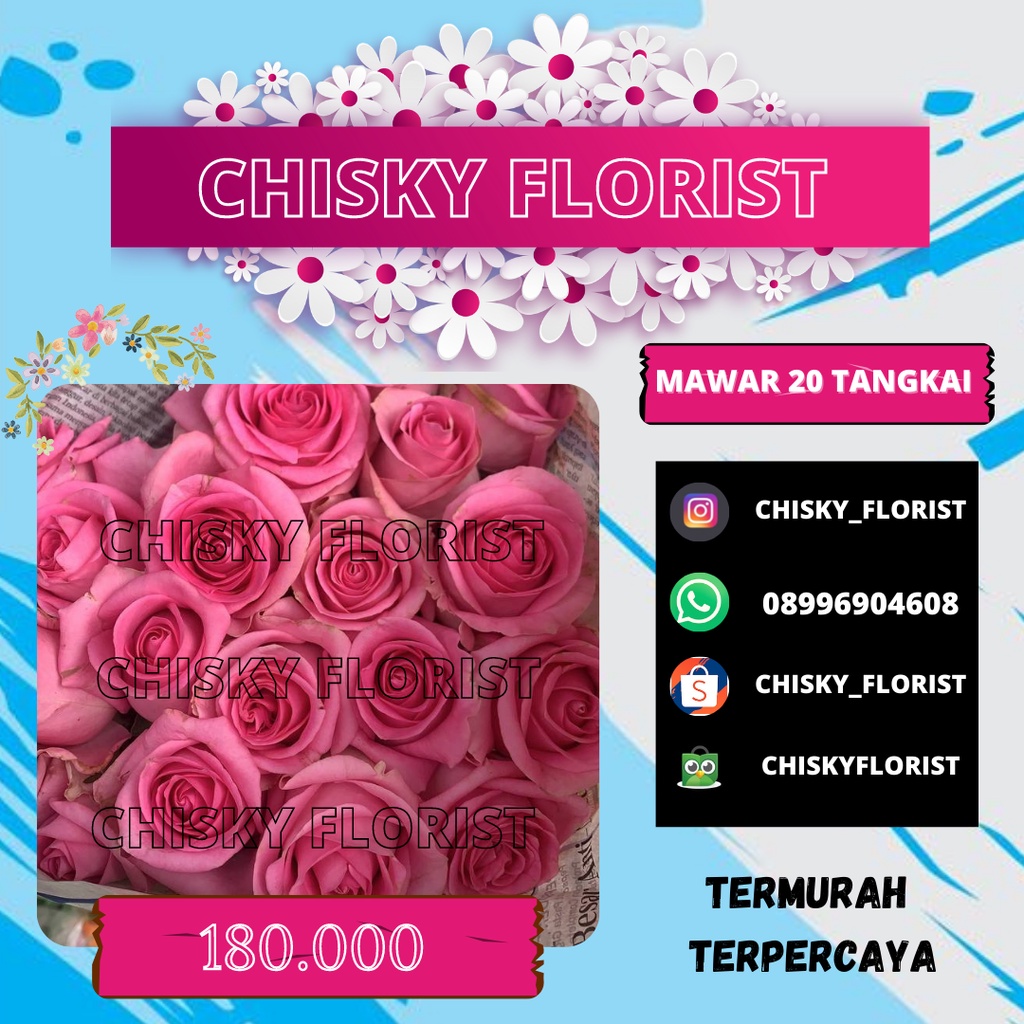 BUNGA MAWAR SEGAR 20 TANGKAI