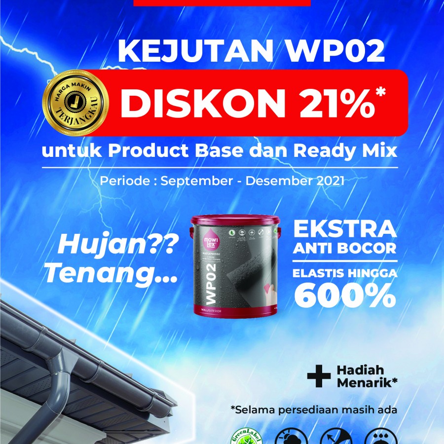 Cat Pelapis Anti Bocor MOWILEX Waterproof WP02 WP900 TRANSPARAN 1kg/ MOWILEX WP 02 1KG WP 900 TRANSP