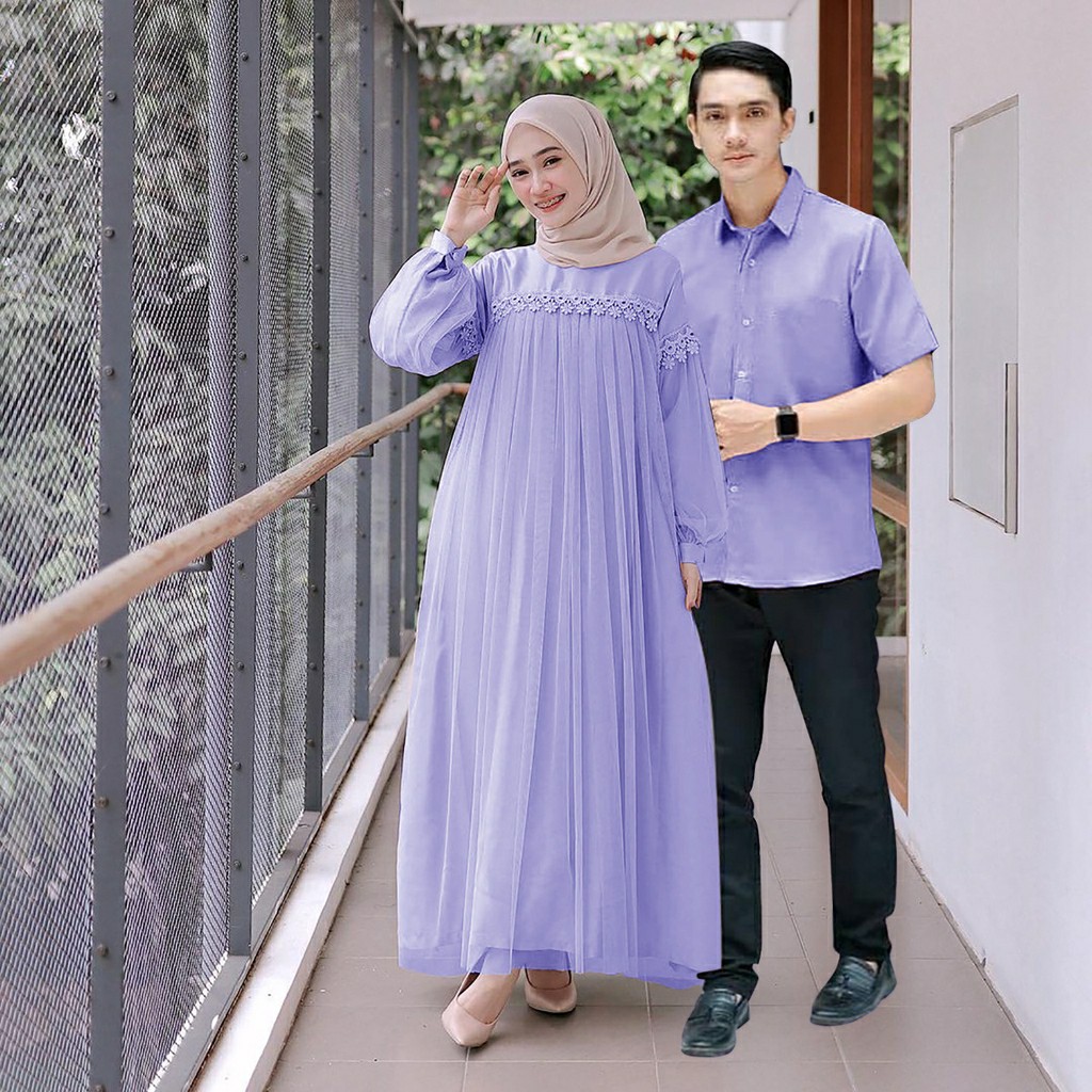 Nuraini Couple l Baju Gamis Maxy Brukat Muslim Kondangan Couple Terlaris