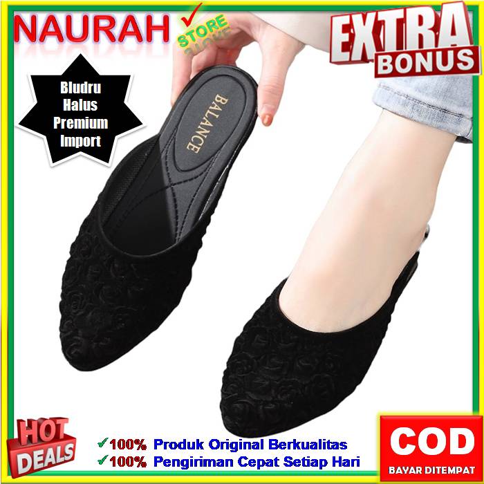 SENDAL WANITA BALANCE 602 Bludru ORIGINAL SANDAL SLOP MOTIF BUNGA MAWAR LENTUR ANTI SLIP