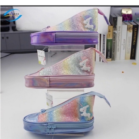 TEMPAT PENSIL SEPATU GRADASI UNICORN - PENCIL CASE SHOES GRADATION PONY METALLIC PELANGI