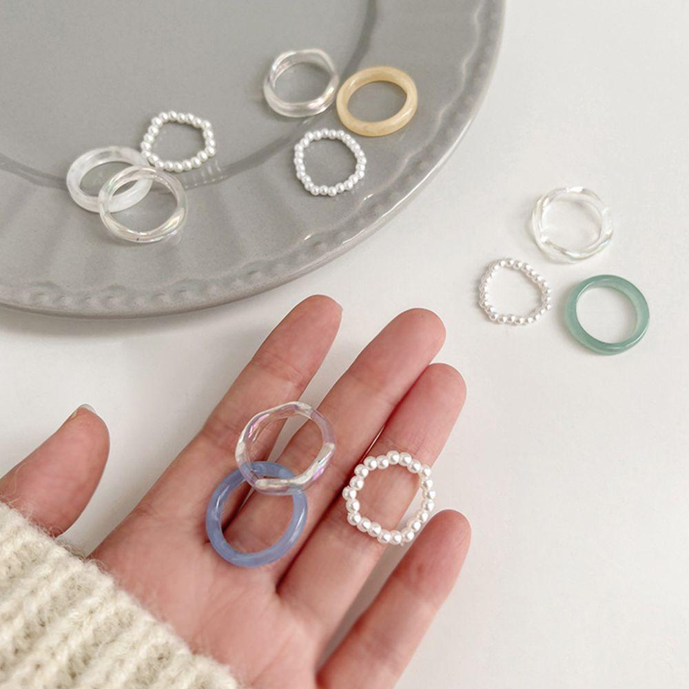 Suyo 3pcs /set Cincin Fashion Untuk Wanita Gadis Pesta Resin Perhiasan Jari Cincin