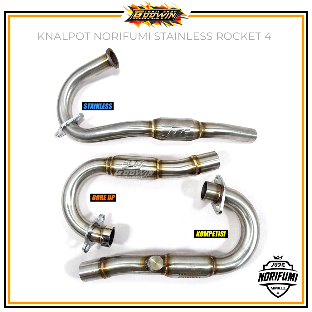 Knalpot NORIFUMI ROCKET 4 TITANIUM KOMPETISI BORE UP SE KLX 150 BF DT / KLX 140 BUILT UP CRF 150 L WR 155 R Stainless ORIGINAL