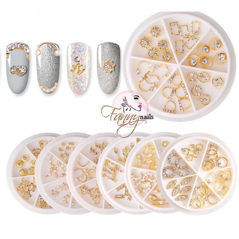 6pcs acc wheel nailart gems nail charms swarovski crytal ab nail art pearl