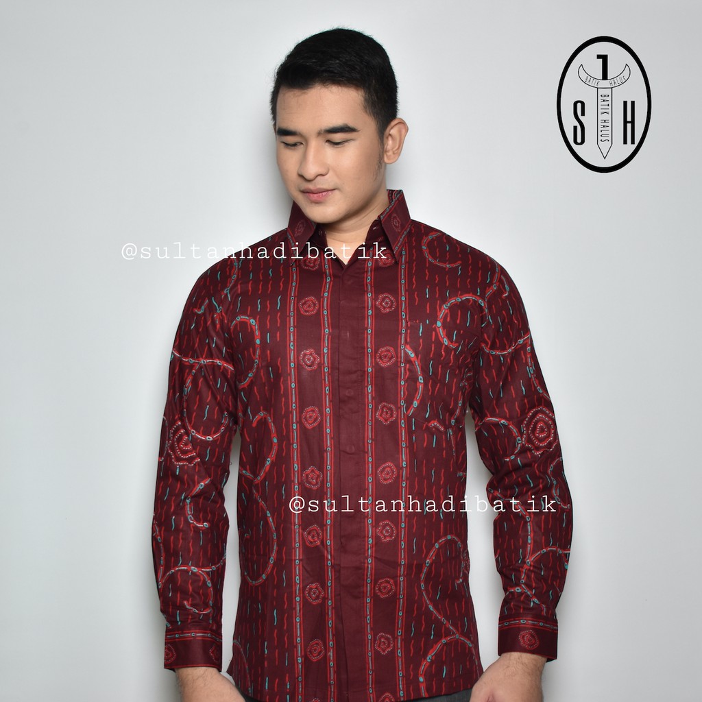 SULTAN HADI / BATIK / KEMEJA BATIK PRIA / BATIK PRIA / KUALITAS PREMIUM - ADRM PJG MERAH BLT